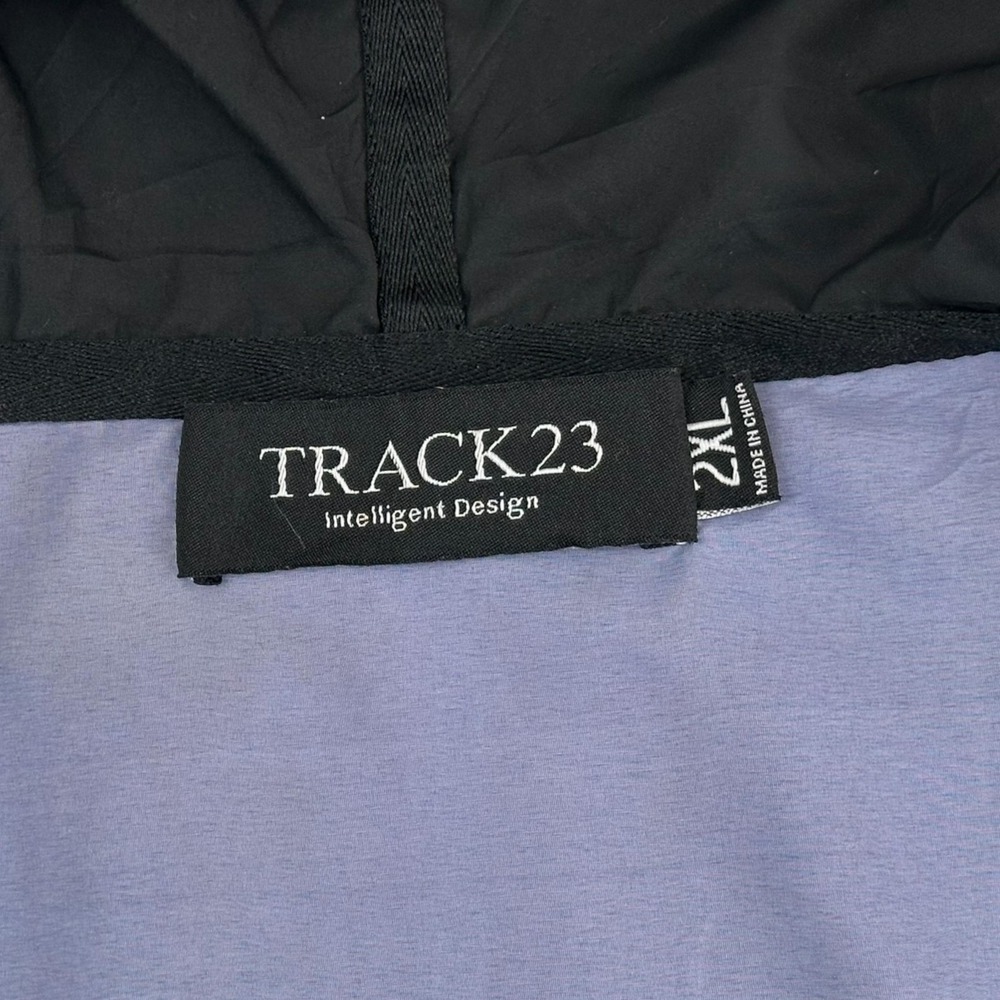 Track23 Windbreaker Jacket Men 2XL Purple Pink Yellow Colorblock Hooded Pullover - Picture 5 of 7